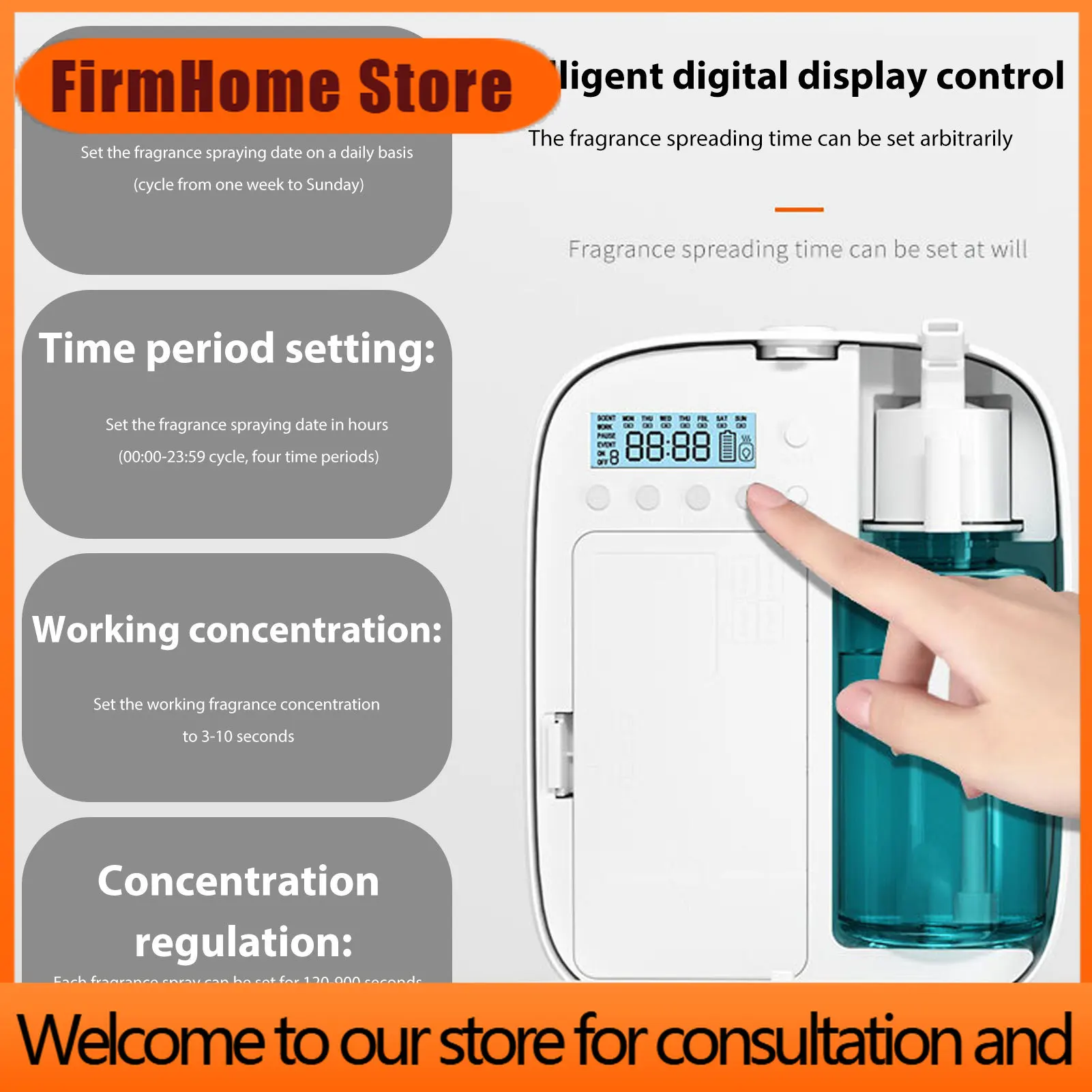 FirmHome StoreSmart Fragrance Diffuser 150ml Capacity Smart Scent Diffuser Ultra Quiet BT Controlled Home Fragrance Machine For