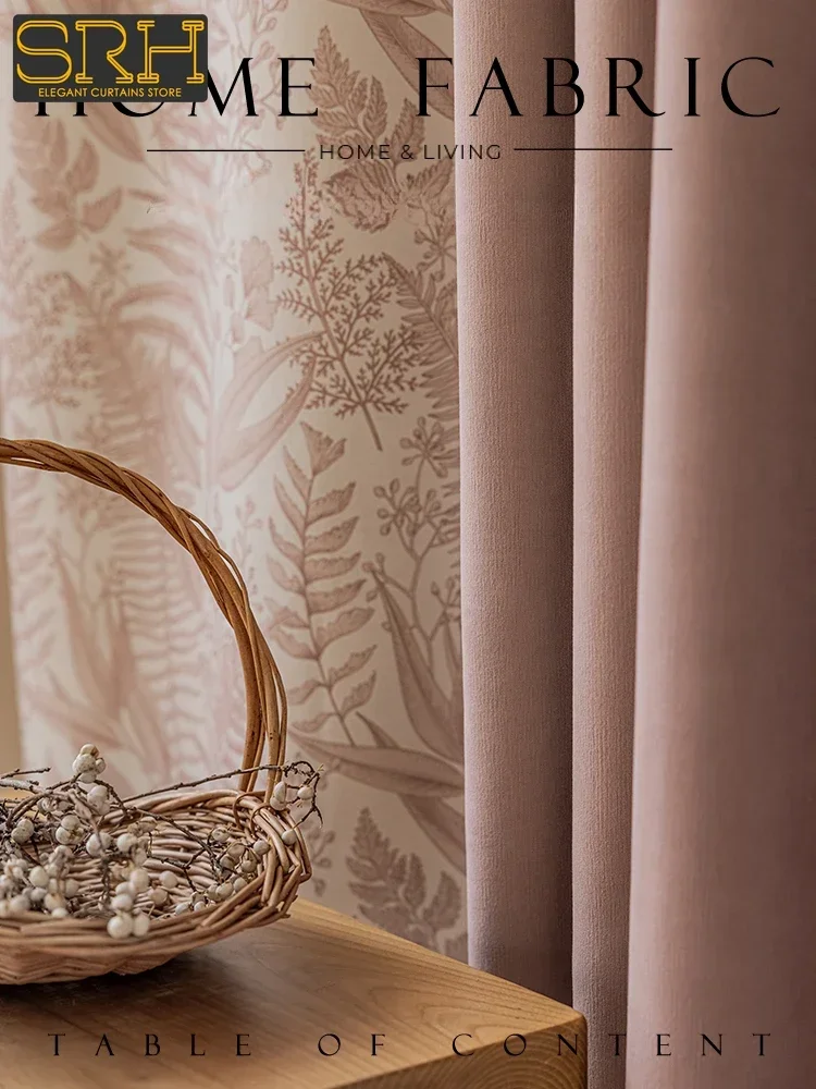 

Retro Plant Hand-painted Printed Splicing Curtains for Bedroom Living Room Light Luxury Blackout Cloth Custom Decor Tulle Set