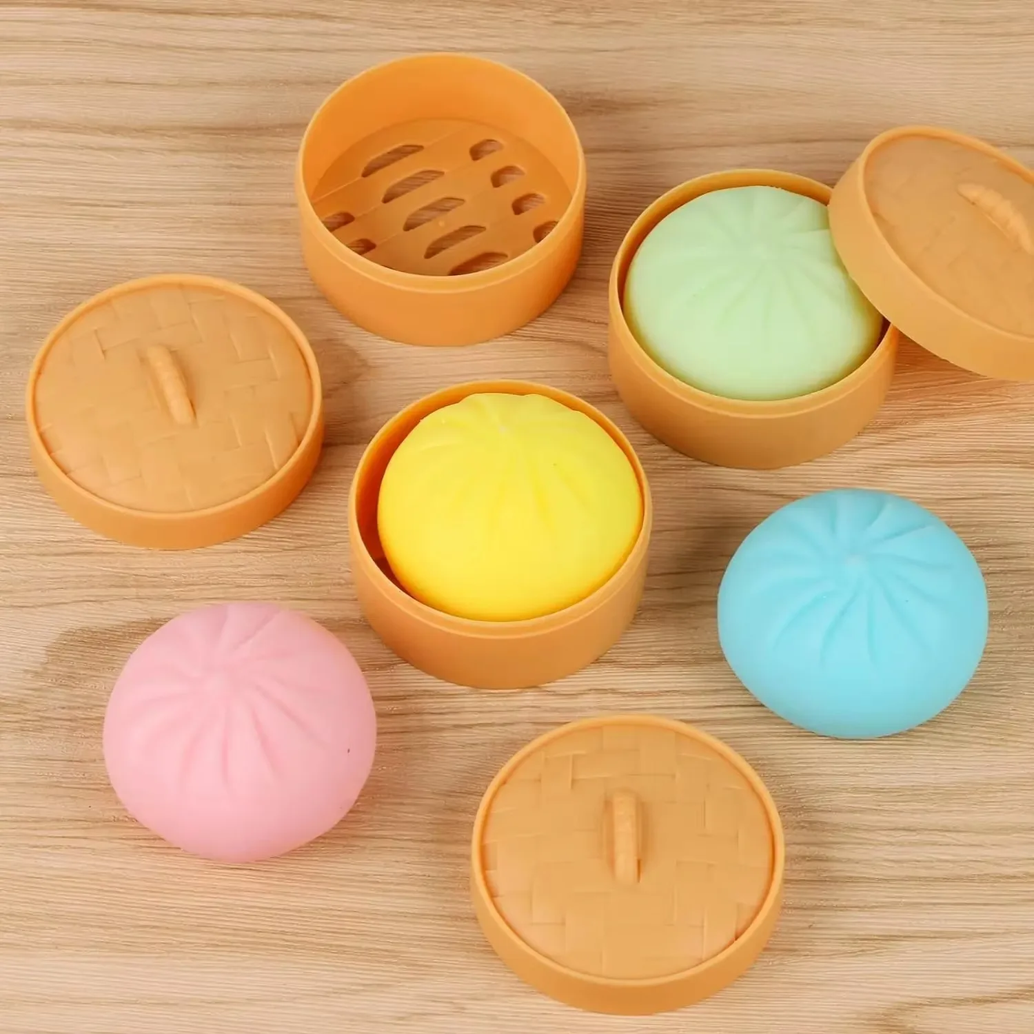 1PC Knoedel Stress Ballen Fidget Zintuiglijke Speelgoed Simulatie Voedsel met Kleine Stoomboot Squeeze Deeg Bal Stress Hand speelgoed