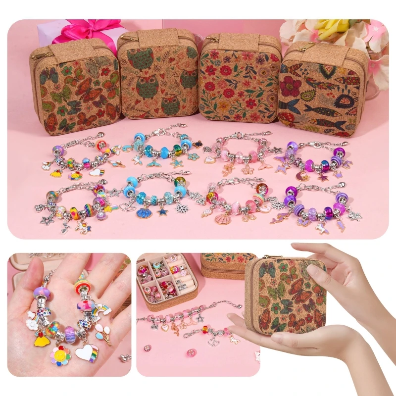 

Unicorn Themed DIY Jewelry Box for Girls, Kids Craft Kandi Friendship Bracelet Making Kit, Birthday Party Gift with Storage