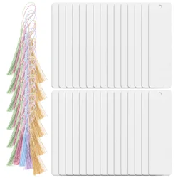 30 Sets Clear Acrylic Bookmarks DIY Blank Bookmark Reading Book Mark Book Page Marker With Tassels Stationery Supplies