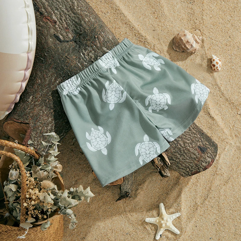 EWODOS 1-4 Years Little Kid Summer Swim Trunks Fashion Print Elastic Waist Shorts Baby Boys Beach Board Shorts Swimwear Bathing