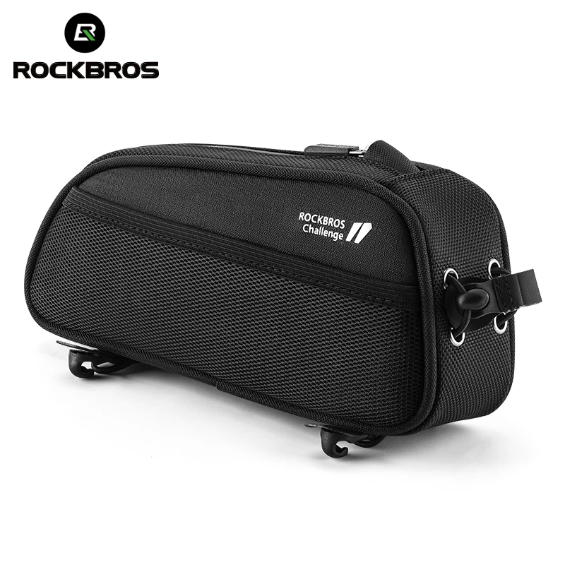 ROCKBROS Cycling Bag 1.3L Waterproof MTB Road Earphone Port Design Bike Bag Frame Front Tube Portable Convenient Bicycle Bag