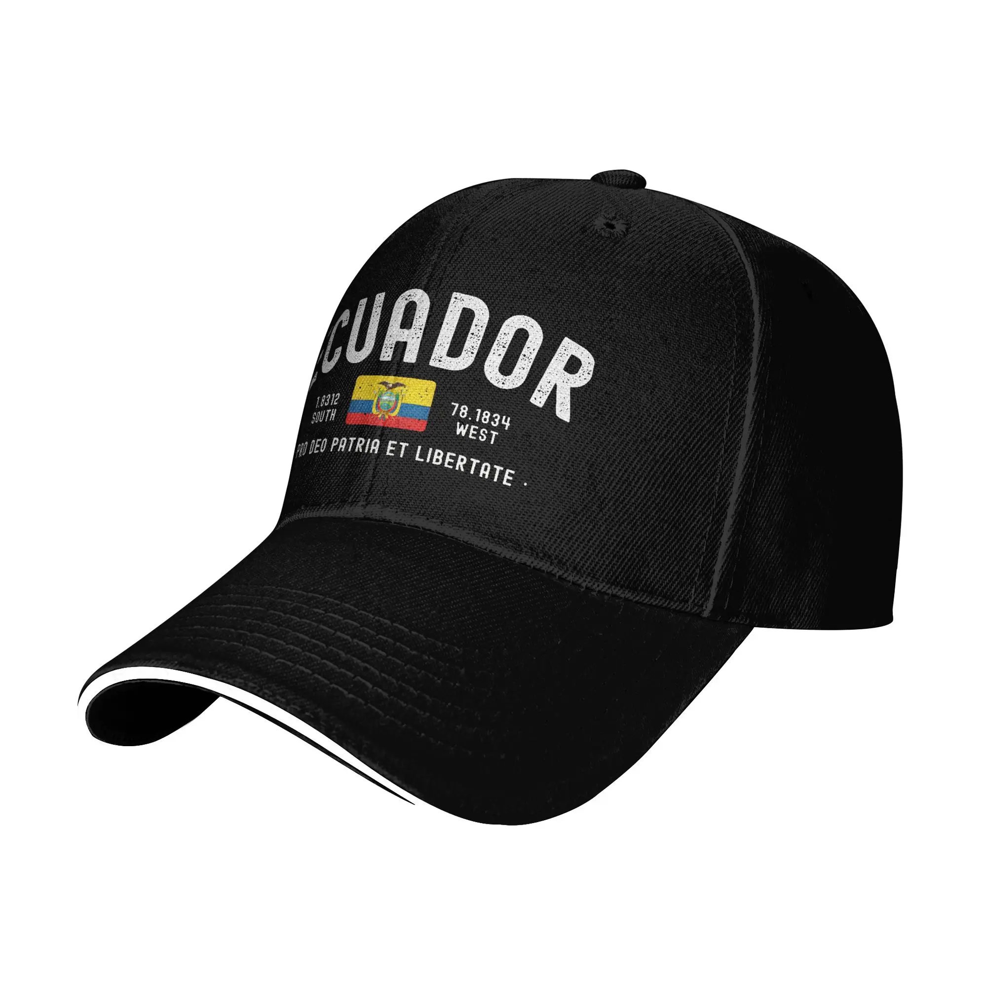 Coordinate Retro Ecuador Patriotic Outline Baseball Cap Women Custom DIY Hip Hop Hats High Quality Tennis Skate Snapback Cap