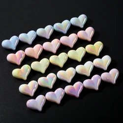 10Pcs 17x23mm AB Colorful Heart Acrylic Beads Loose Spacer Beads For Sweet Jewelry Making DIY Handmade Bracelet Necklace