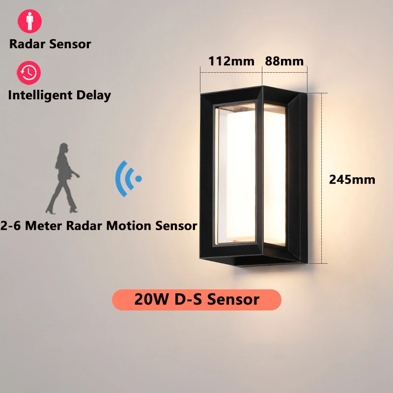 Imagem -06 - Led Parede Luz com Sensor de Movimento Radar Impermeável Ip65 20w Ac180265v