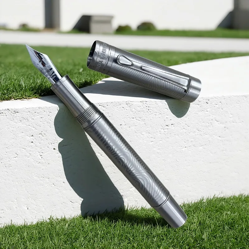 

Cheap Sale Titanium Alloy Luxury Fountain Pens Hand Polished Tip F 0.5mm Ink Pen Smooth Writing School Must Have Office Supplies
