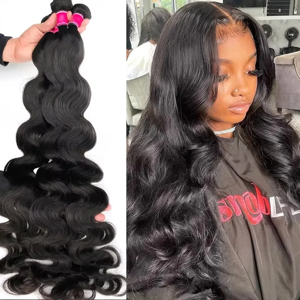 Raw Human Hair Bundles 10-40 inch Brazilian Hair Weave Bundles Body Wave Sew In Remy Hair Extensions 1/3 Bundle Virgin Hair Weft