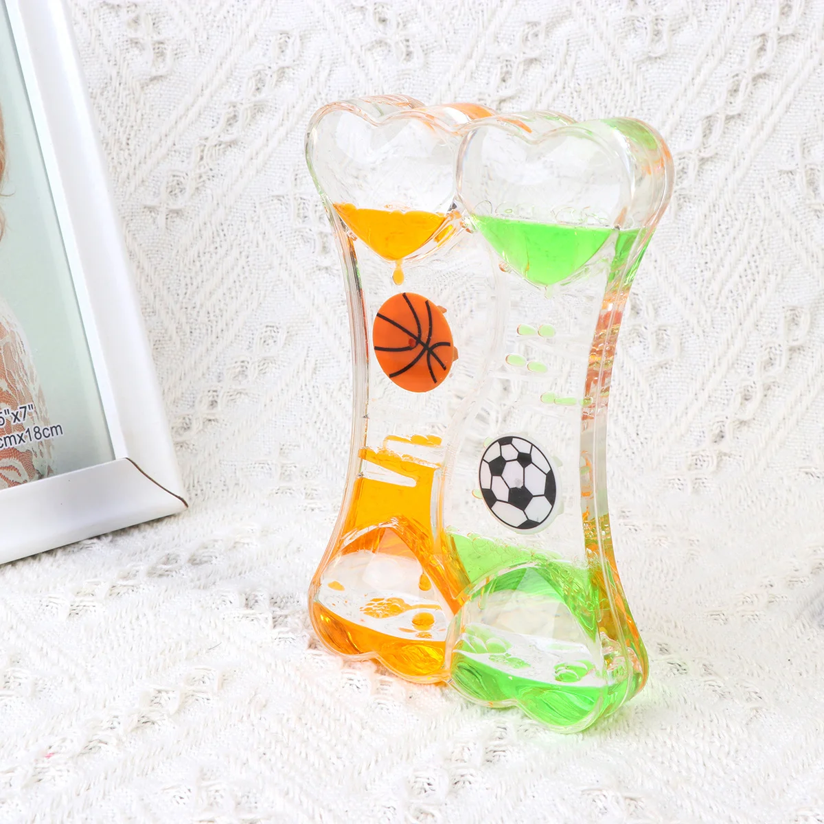 Double Peach Heart Oil Leak Timer Orange Green Cute Balls Hourglass Timer Ornament Heart Symbol Friendship Happiness Gift
