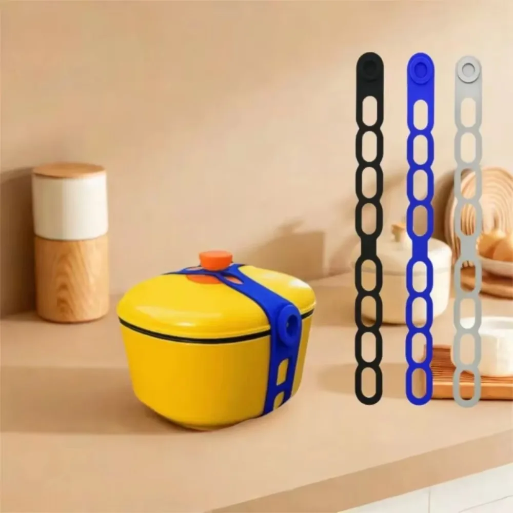 Reusable Silicone Lid Strap Elastic Pot Lid Holder Kitchen Travel Organizer for Slow Cooker Food Storage Lunch Box Yoga Mat