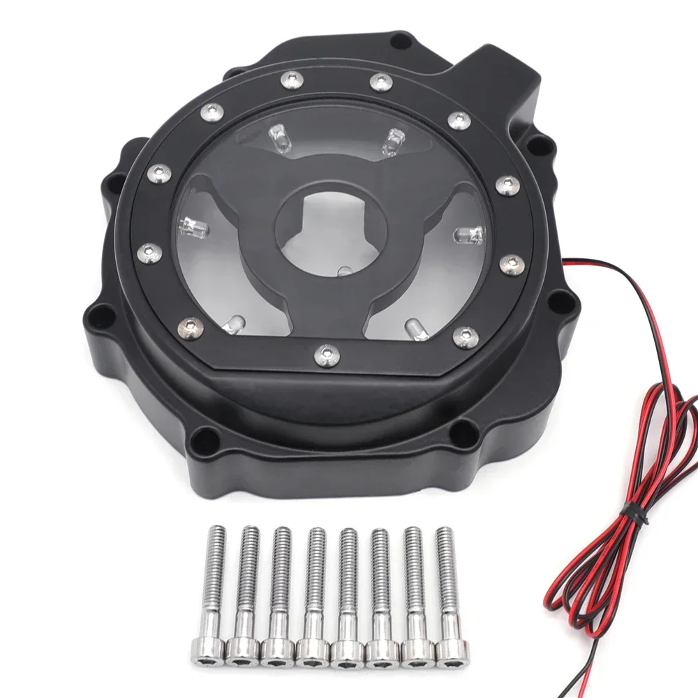 

Motorcycle LEFT LOGO See Through Engine Stator Cover for Suzuki 2003-2008 GSXR 1000