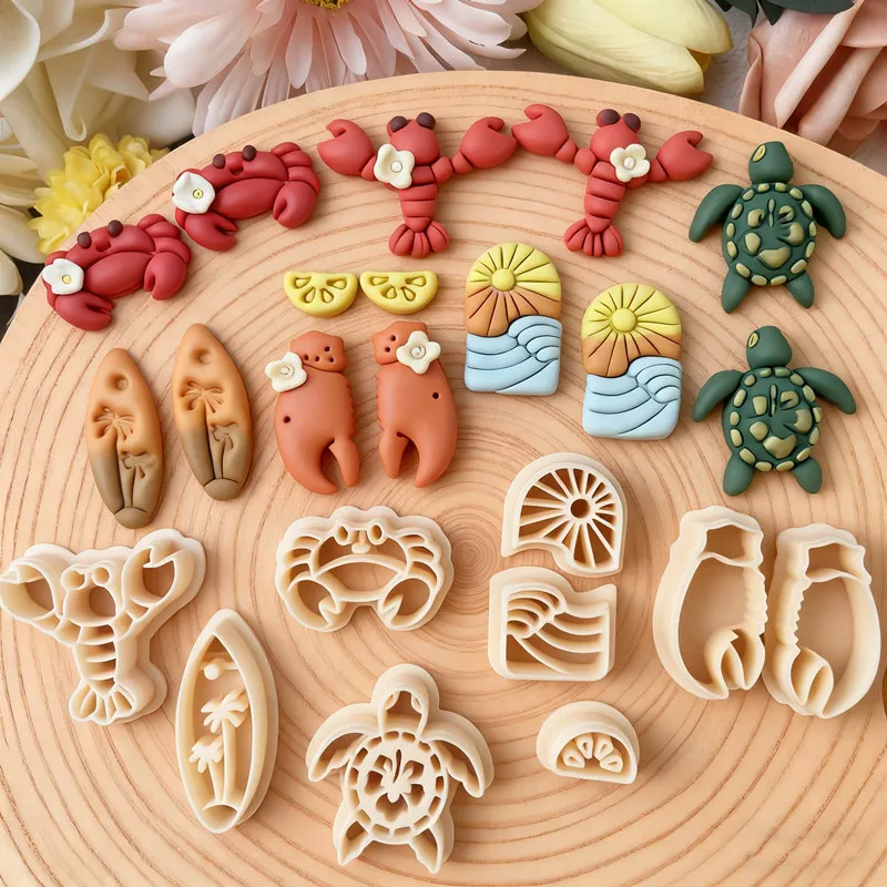 

Sandbeach Sea Animal Polymer Clay Cutters Ocean Beach Pliers Crab Lobster Turtle Pottery Clay Earrings Jewelry Cutting Molds