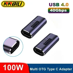 NNBILI Super prędkość 40 gb/s USB4 typ C żeński do żeńskiego 100W mocy 8K Adapter wideo przedłużacz do Laptop telefon z