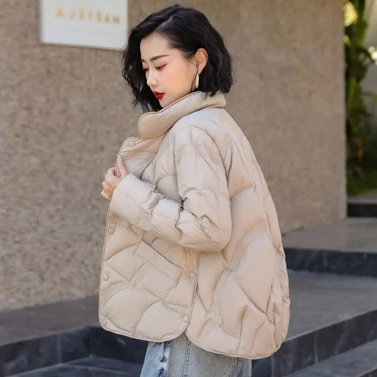 Women Quilted Jacket 2023 New Autumn Winter Warm Korean Casual Loose Office Lady Female