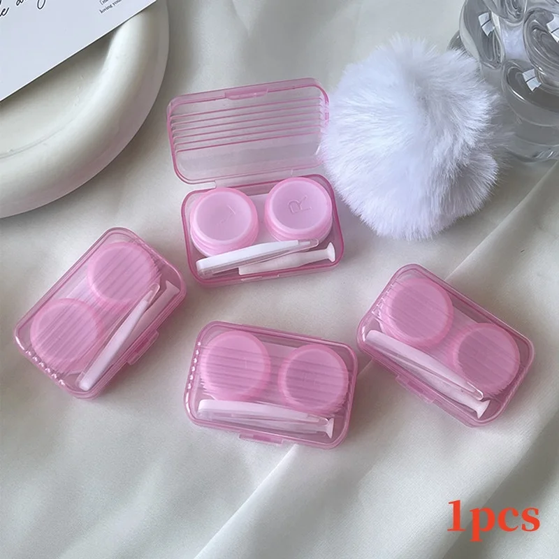 Cute Candy Color Contact Lens Case For Girl Cute Portable Contact Lens Box Kit Beauty Lens Storage Container