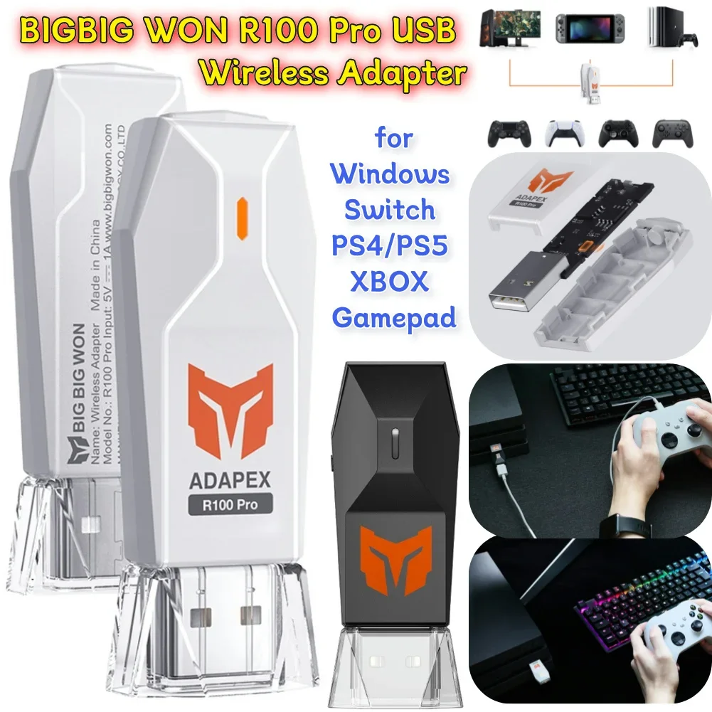 BIGBIG WON R100 R90 M1 Adaptador inalámbrico USB para Windows PC Switch PS4 PS5 XBOX One S Gamepad
