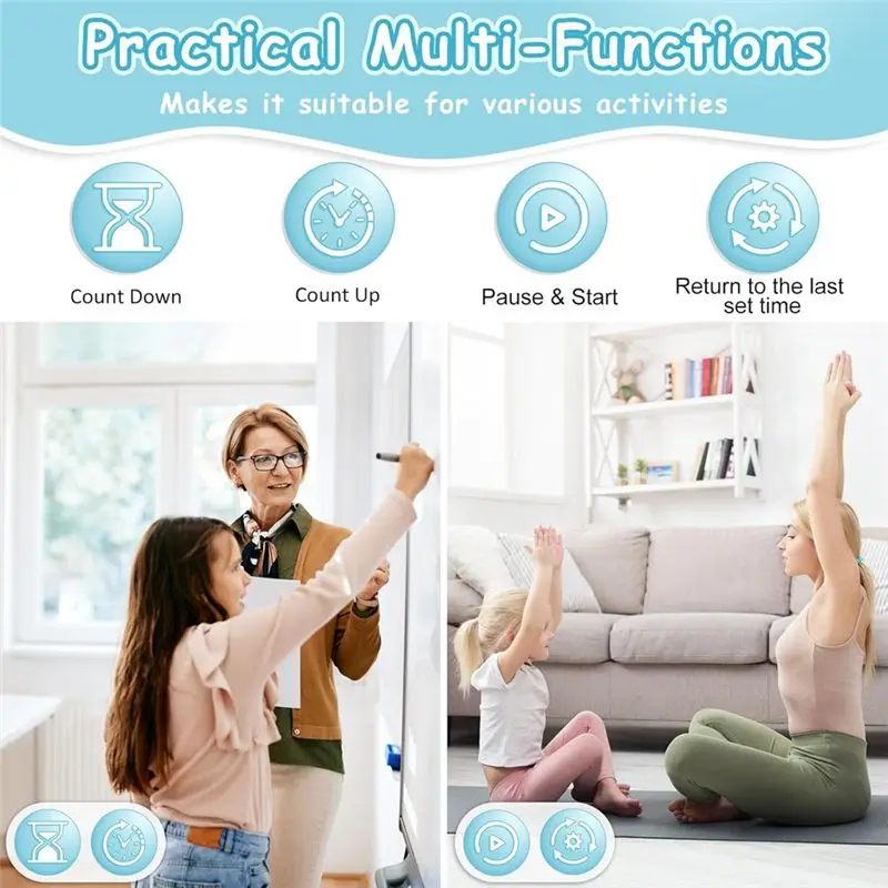 ABUN Visual Timer Digital Timer for Kids Kitchen Magnetic Timer 90 Minute Countdown USB Rechargeable ADHD Timer