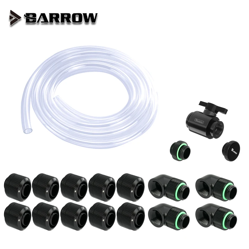 

Barrow Fitting Kit use Soft Pipe Hand Compression Connector Joint + Hose Tube + Switch Water Cooling Accessories Fitting