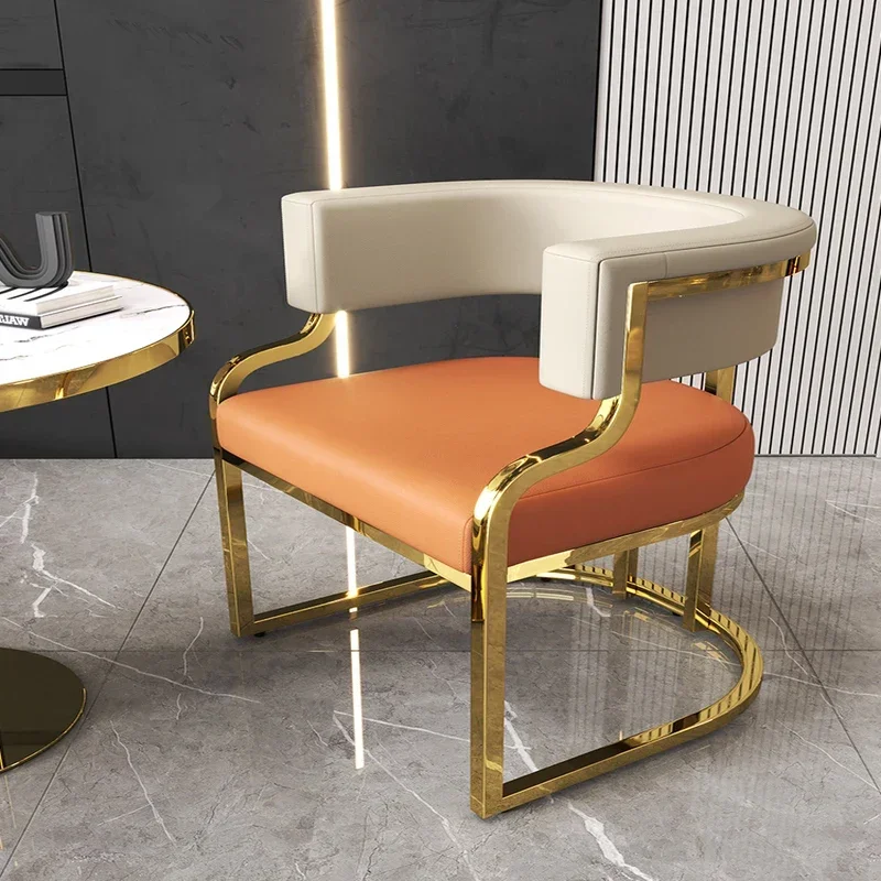 Italian Style Luxury Dining Chair Gold Plated Vanity Chair Home and Commercial Sofa Chair Stylish Manicure Salon Seat