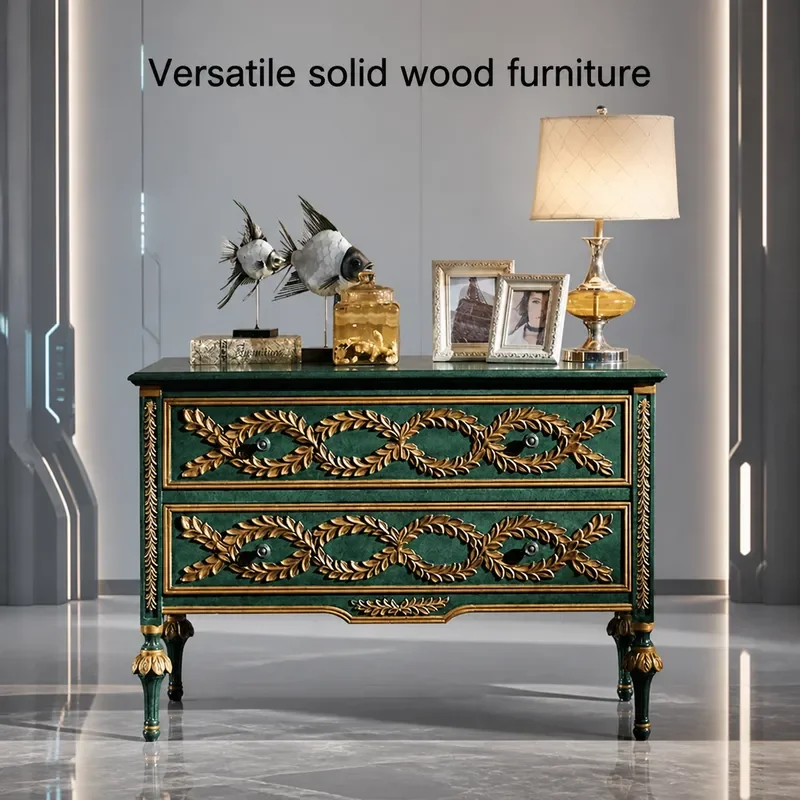 Retro Green American Style Porch Cabinet Sofa Side Table Dining Room Bedroom Locker Living Room Foyer Chest Storage Furniture