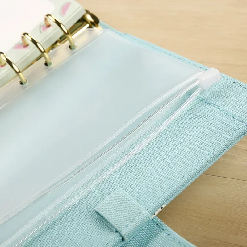 12PCS Convenient Clear PVC A5 A6 A7 Binder Pockets Clear Zipper Folders For 6-Ring Notebook Binder Files Reports Binder