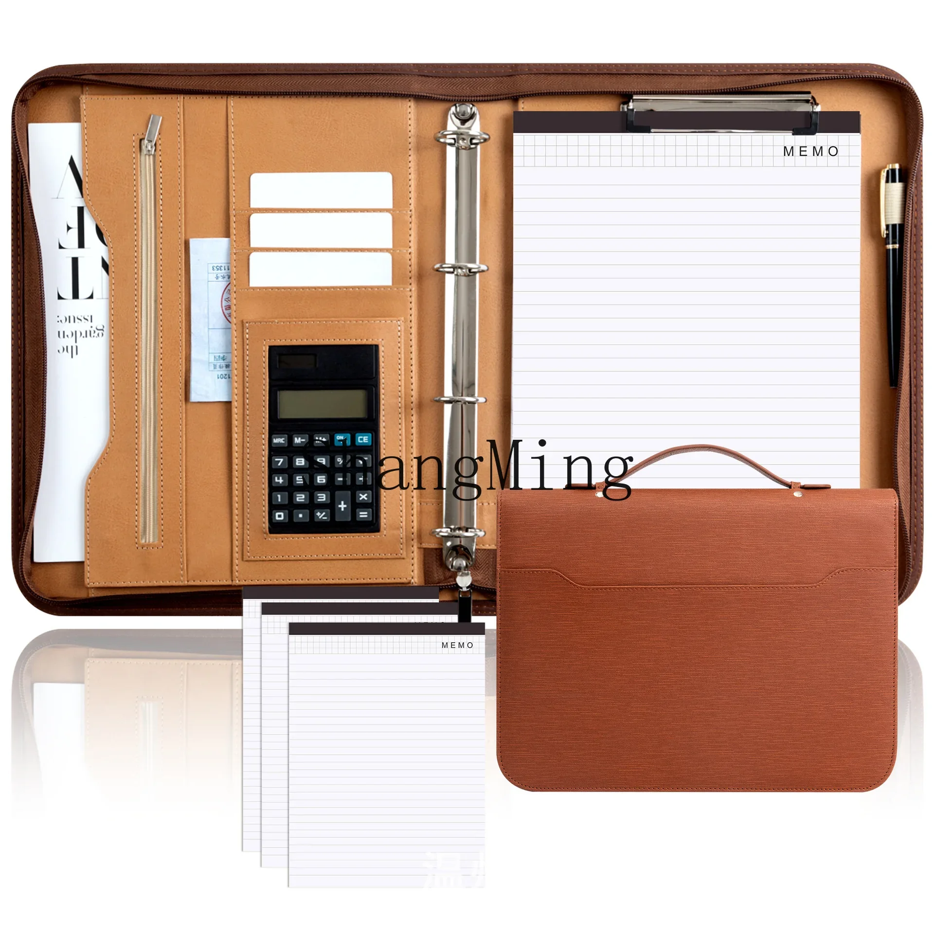 DSA leather multi-function folder business portable zipper bag room book special bag