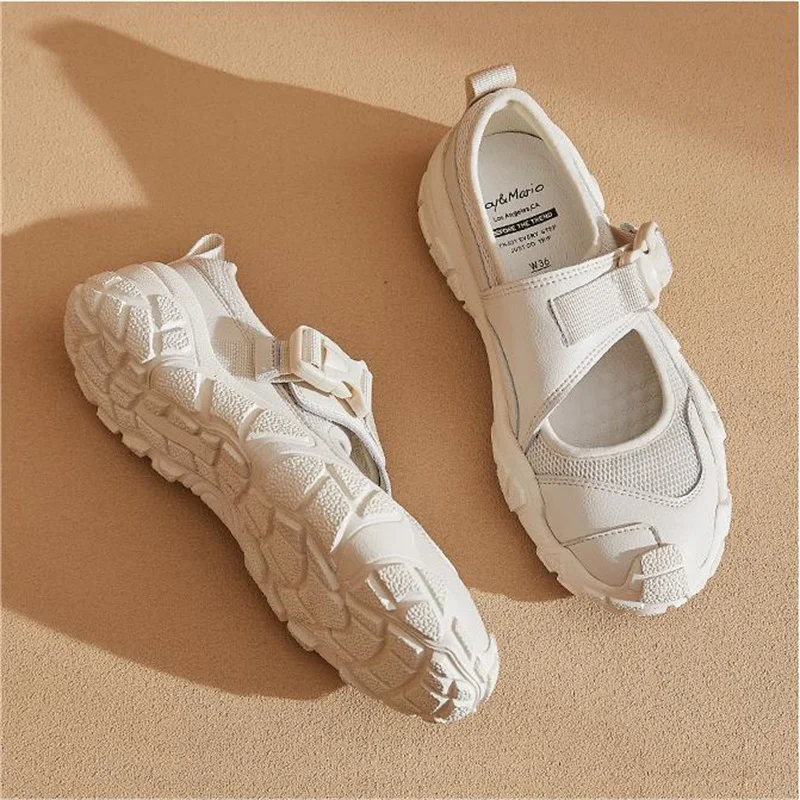 J&M Women Sneakers Fashion Casual Summer Lady Soft Lightweight Beach Sandal Walking Shoes Outdoor Breathable Casual Shoes White