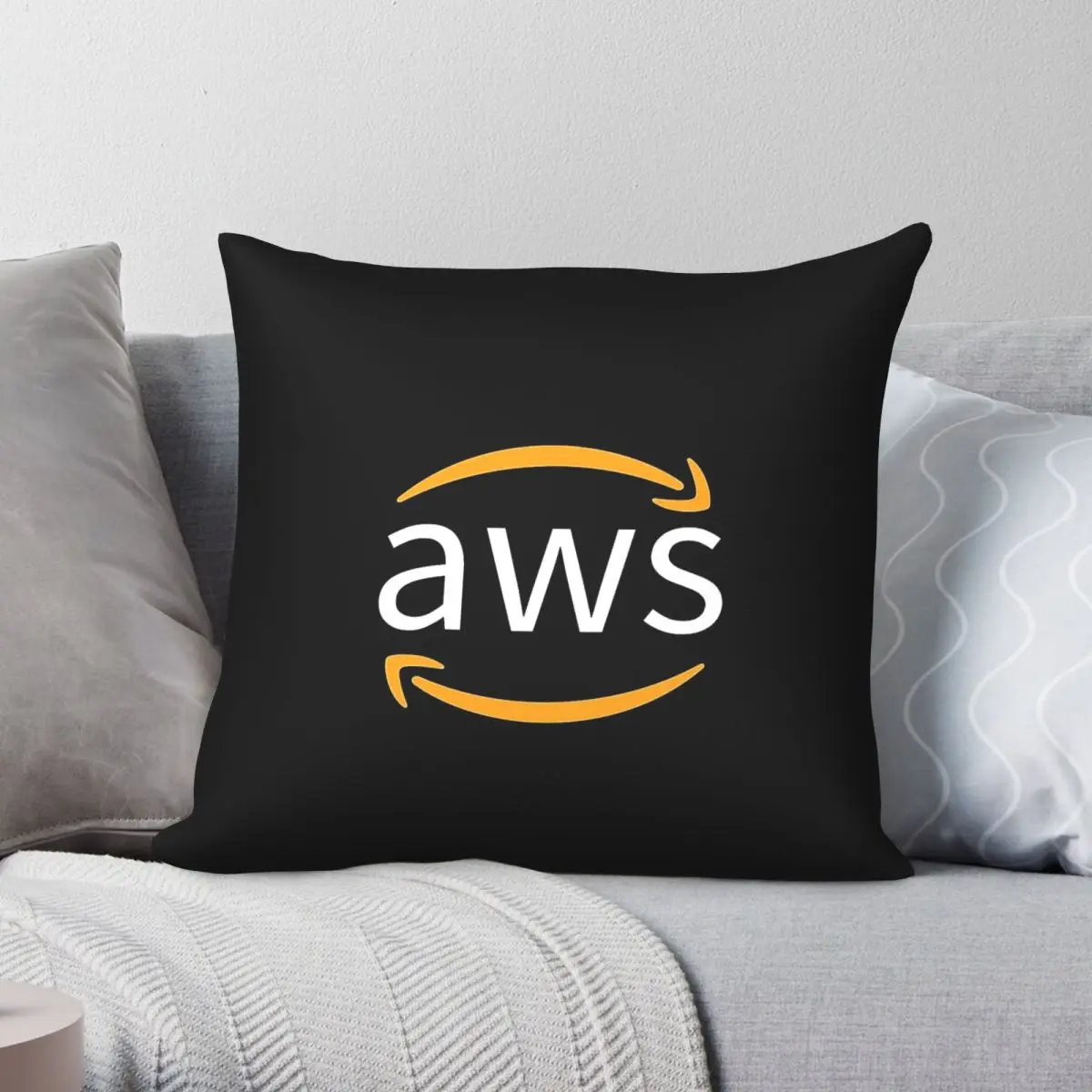 Aws Developer Logo Square Pillowcase Polyester Linen Velvet Creative Zip Decorative Home Cushion Cover