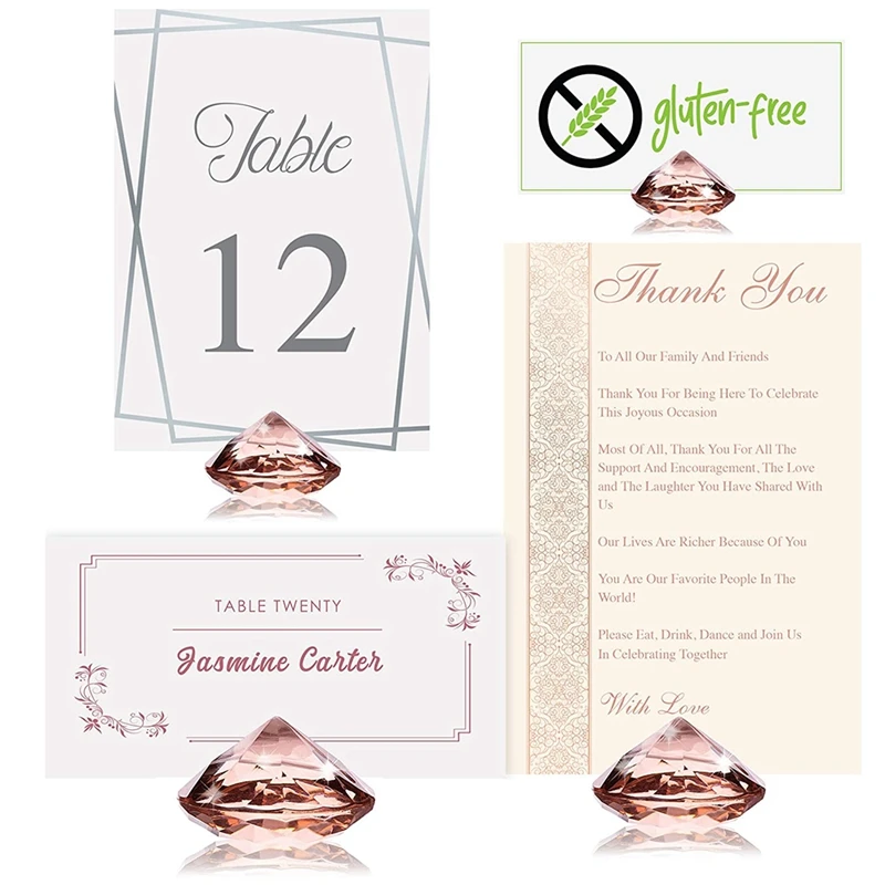 Place Card Holders Harp-Clip Table Number Holder Diamond Acrylic Crystal Table Card Stands For Wedding Table Decorations