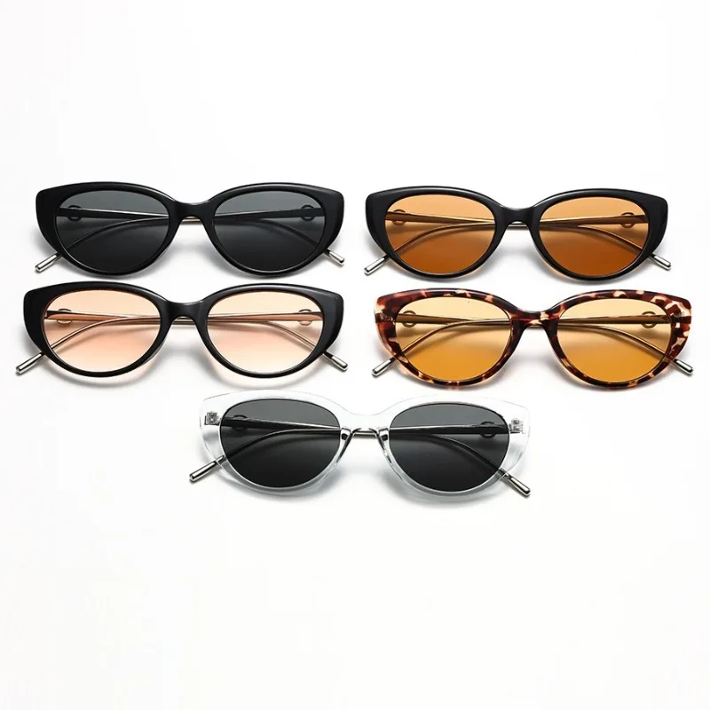 نظارات شمسية كلاسيكية على شكل عين القطة للنساء 2025 إطار معدني للحماية من الأشعة فوق البنفسجية لتنحيف الوجه المربع المستدير