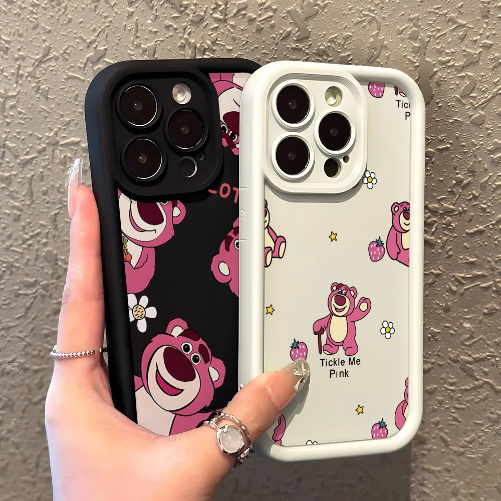 Lotso Bear Phone Case for Oppo A98 A95 A94 A78 A76 A74 A72 A60 A58 A57 A54 A53 A38 A33 A32 A17 A16 A15 Soft Ladder Lens Cover