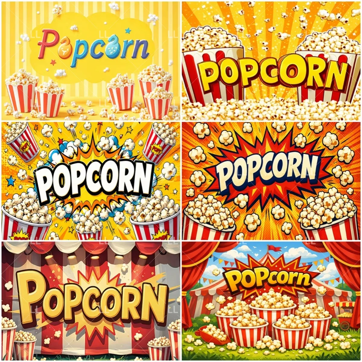 Food Snacks Background - Vintage Cinema Movie Night Party Decoration