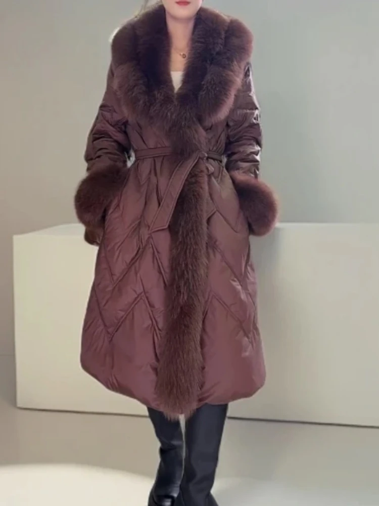 Women\'s Puffer Coats Winter New Down Jackets Large Fur Collar Luxury Outerwears White Goose Down Thick Warm Snow Female Parker