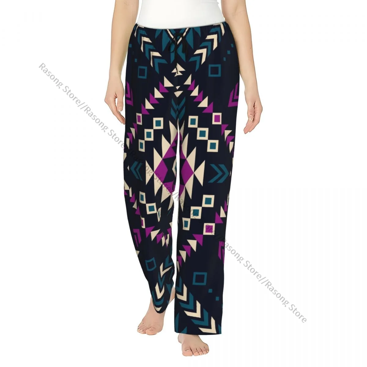 

Women Flannel Lounge Pants Soft Tribal Navajo Ethnic Hipster Geometric Pajama Pants Winter Sleepwear