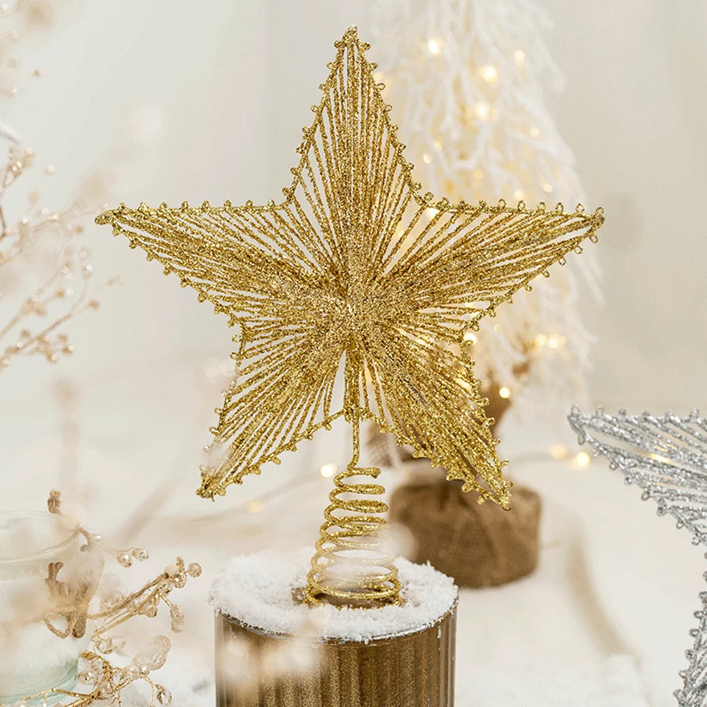 

Christmas Gold Glitter Iron Star Tree Top 25cm/30cm Silver Glitter Star Tree Top: Elegant Christmas Decoration For Your Tree!