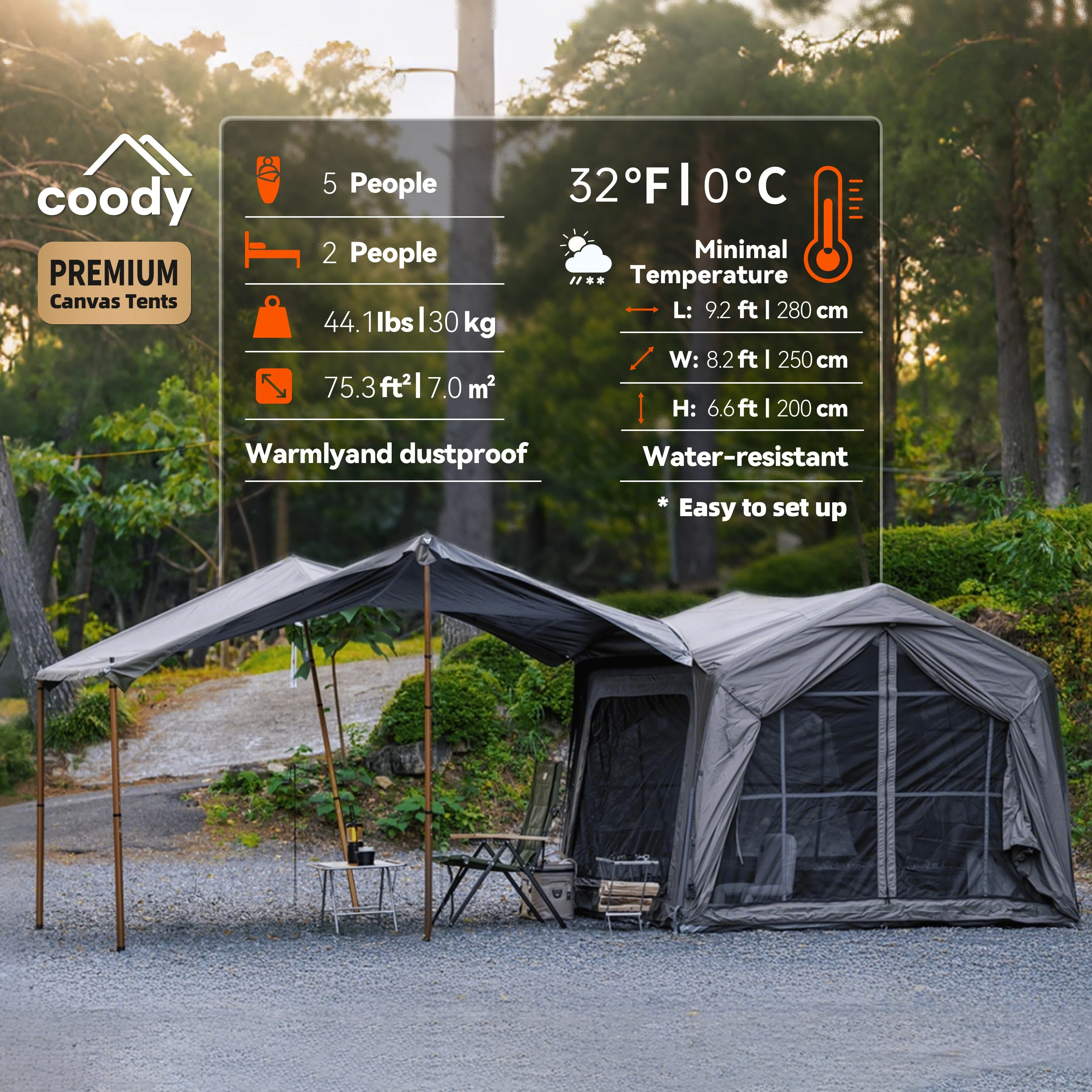 

Надувная палатка Coody 7.0 Air Tent-Gray для кемпинга, вечеринок и мероприятий на открытом воздухе, с хлопковым тентом