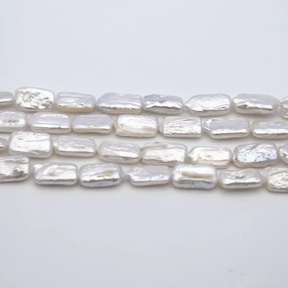 

Natural Freshwater Pearl Rectangular White 39cm Standard Chain DIY Bracelet Necklace Accessories 9x17mm