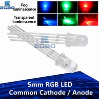 10pcs 5mm RGB LED Common Cathode / Common Anode Tri-Color Emitting Diodes f5 RGB Diffused / Transparent Highlight