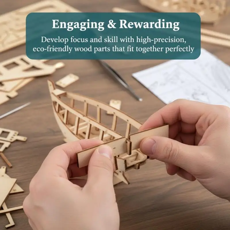 .Hot Sale.Wooden Sailboat Toys Sailing Model Assembled 1/100 Wooden Kit DIY Assembling Building Kits Ship Model