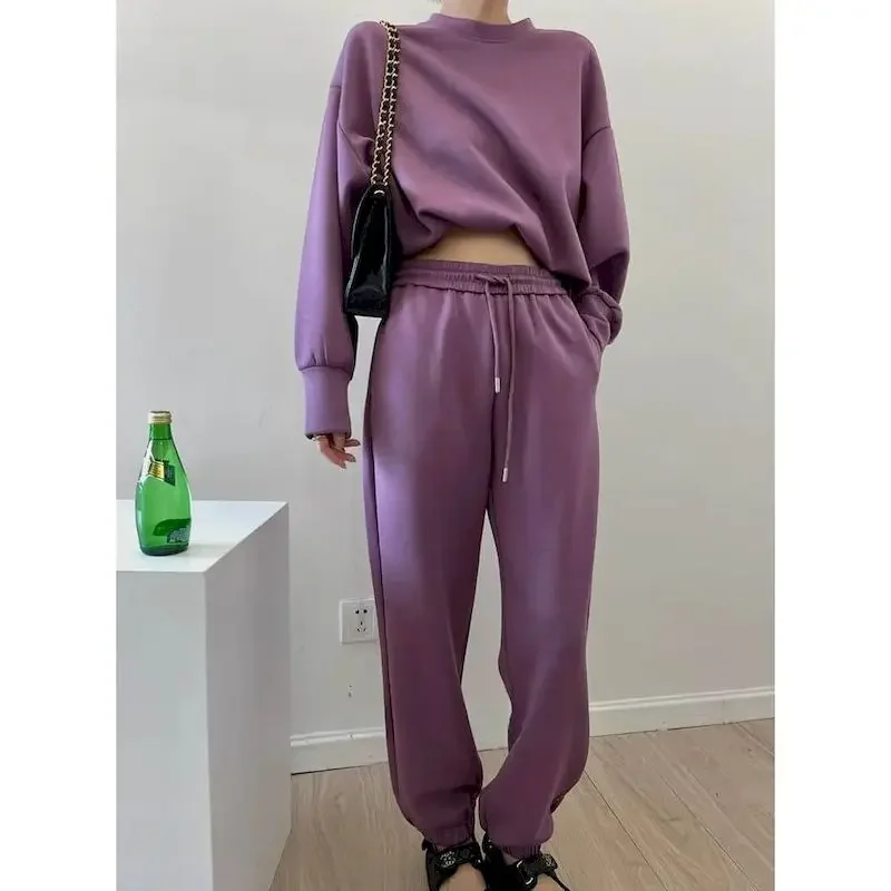 

Pants Sets Women's Tracksuit New O-Neck Sportswear Two Piece Set for Women LOOSE High Street Pants Y2k Clothes JJ1091