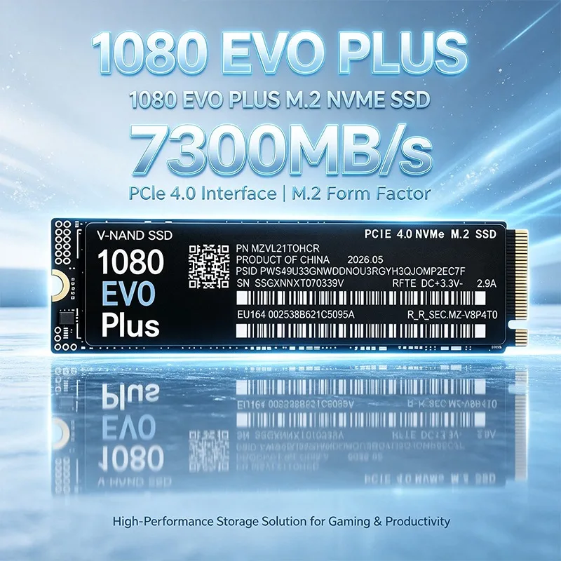 M.2 2280 NVMe SSD 1080 EVO Plus PCIe4.0 X4 7300MB/s TLC 3D NAND 1TB 2TB 4TB Internal Gaming Drive  for Laptop & Desktop.