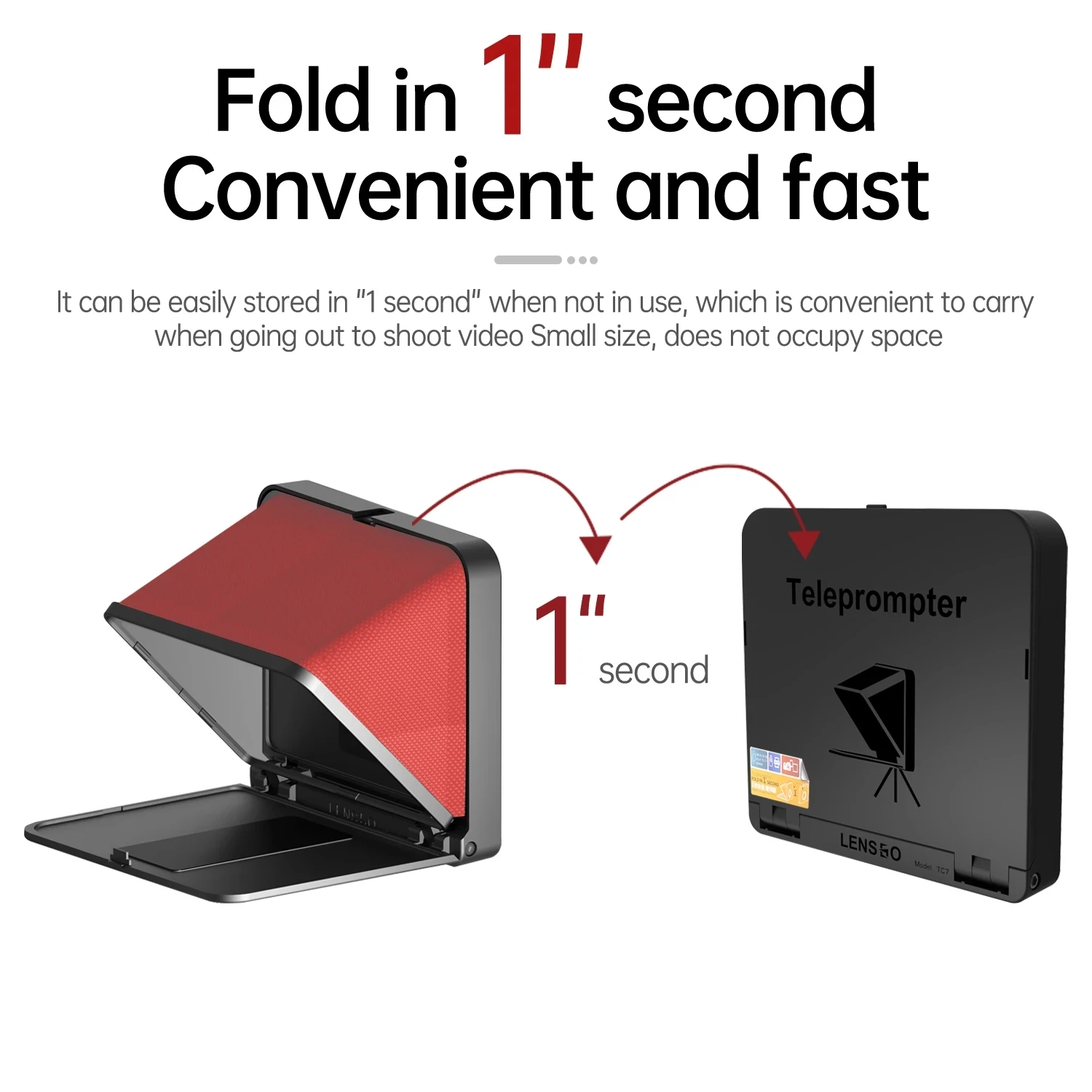 LENSGO TC7 Fold Prompter Portable Teleprompter for Phone Camera for Live Interview Video for 7.9 Inch Tablet iPad Smartphone