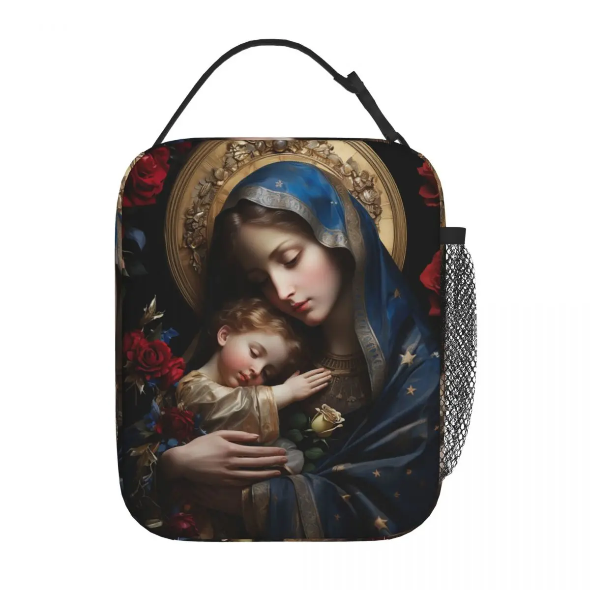 

Madonna Mary And Child Art Accessories Insulated Lunch Bag For School Office Religious Catholic Christ Storage Food Boxes