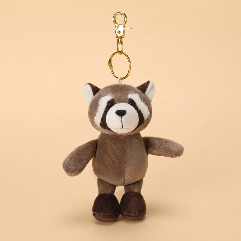 15 cm carino bambola di pezza giocattoli di peluche realistici leone procione animali della foresta peluche ciondolo portachiavi regali di compleanno per i bambini