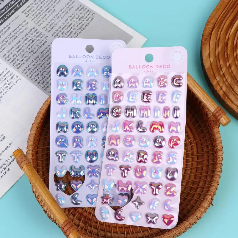 

New New 2/4Pcs Colorful Rainbow Letters Decor Stickers Scrapbooking Diy Journaling Cute Stationery Diary Decal Gift