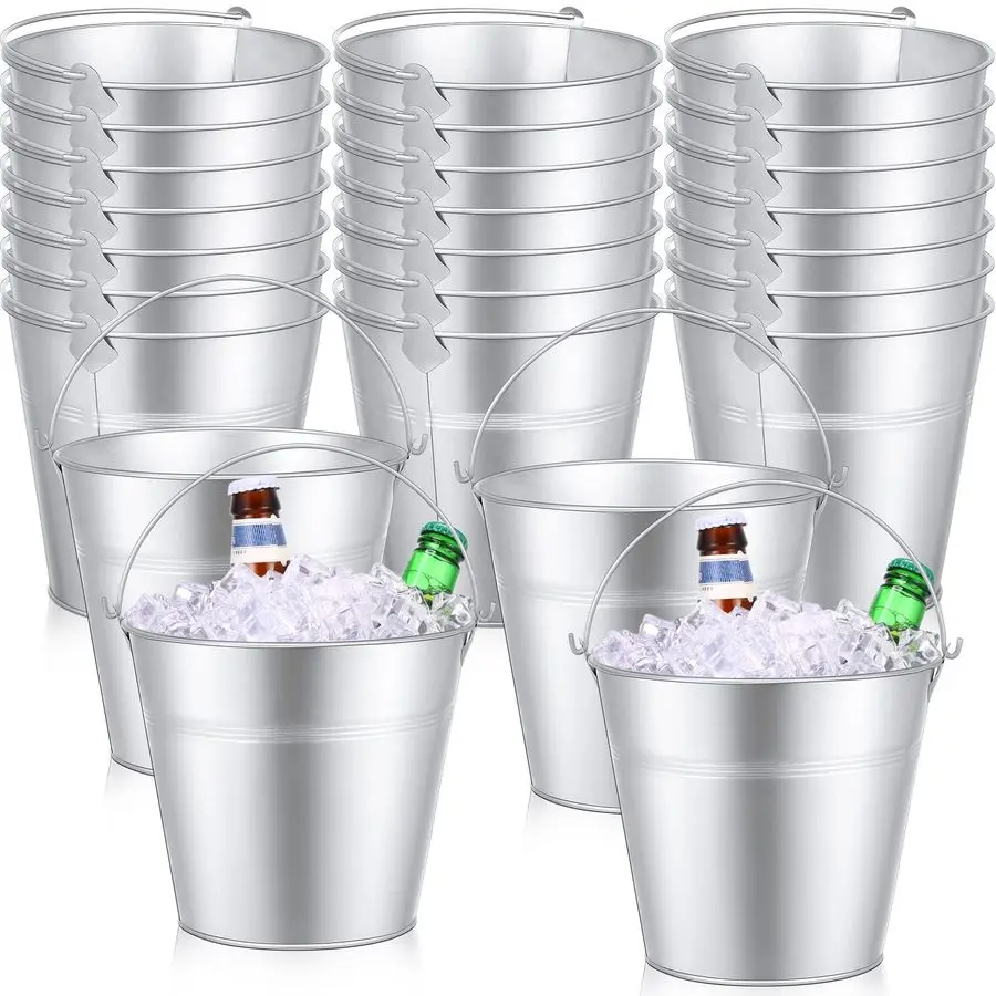 

Pcs Metal Beer Bucket Bulk Ice Bucket Ice Pails with Handle Champagne Soda Party Beverage Chiller for Summer Picnic Pool Wedding