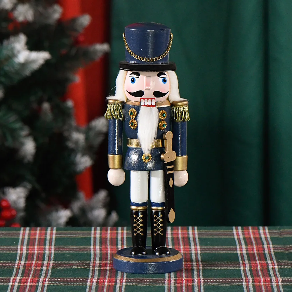 Blue Body White Foot Sabre Soldier Ornaments, Nutcracker Puppet, Desktop Crafts, Kids Gifts, Christmas Home Decorations, 25cm