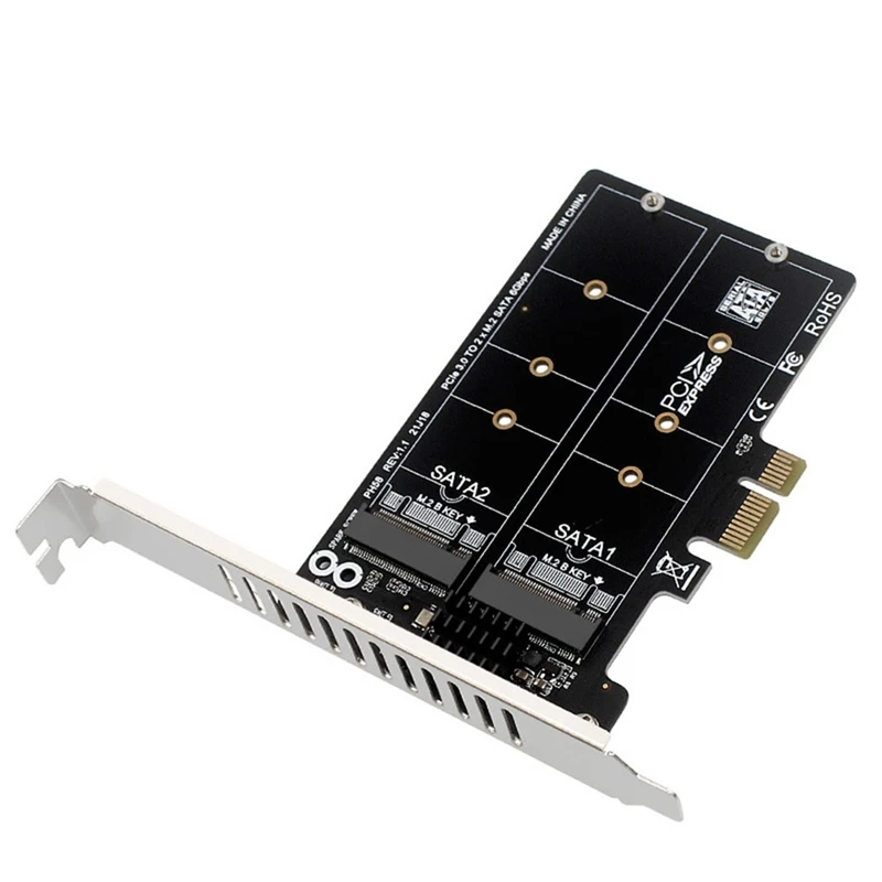 

2X PH58 M2 SATA To PCIE Adapter Card Double Disc Display Card RAID Splitter Expansion Card Pcie X1 To NGFF M2 SATA SSD