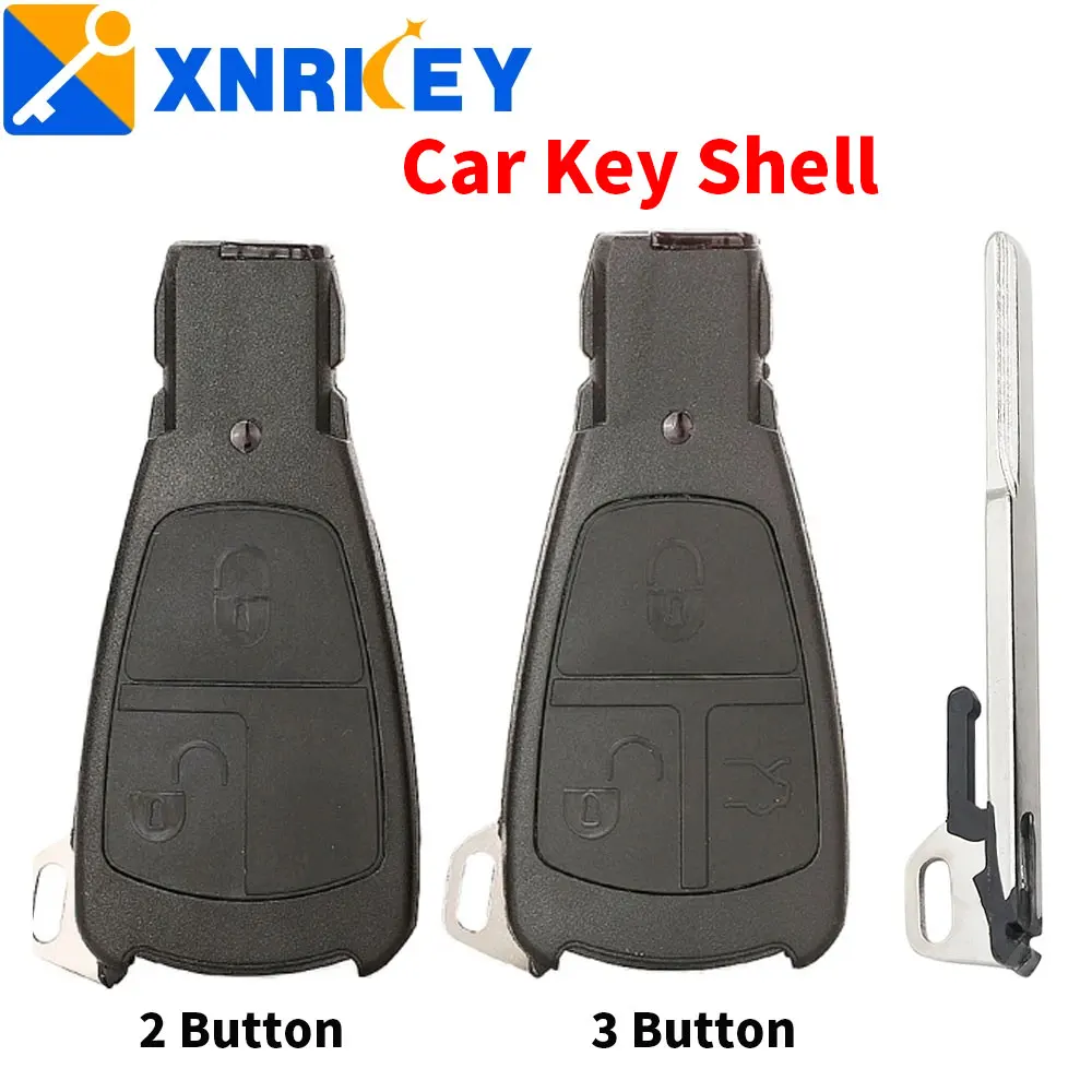 XNRKEY 2/ 3 Button Old Style For Benz Mercedes C180 1998-2004 W202 Remote Car Shell Design Smart Key Fob Cover Case With Blade