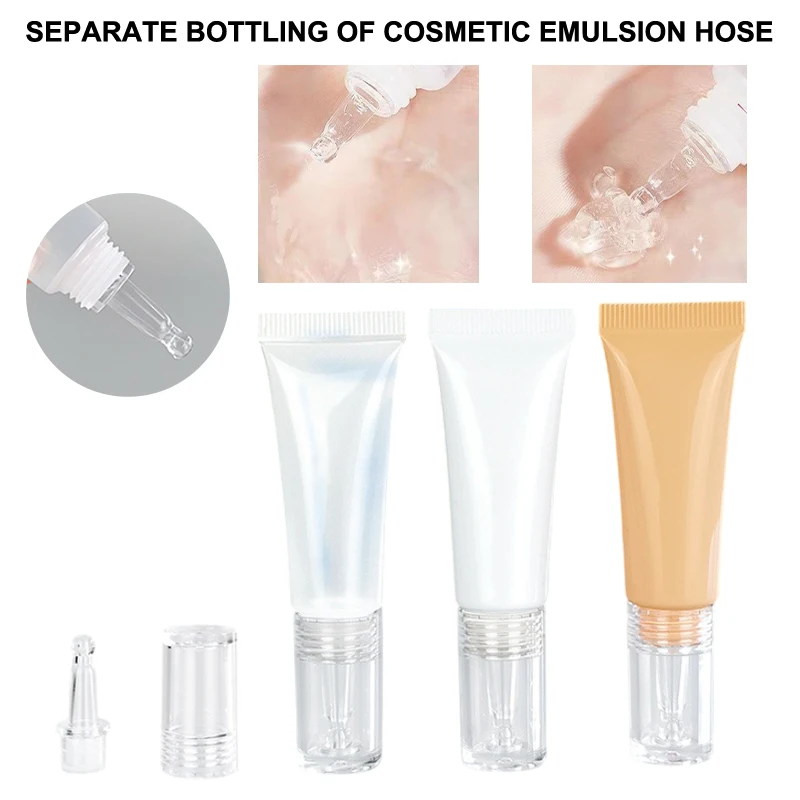 10/15/20 جرام أنابيب مستحضرات التجميل الناعمة واقية من الشمس كريم غسول الأساس السائل زجاجات إعادة الملء حمض الهيالورونيك قطارة زجاجة فارغة